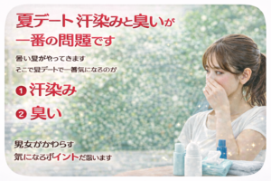 夏デート 汗染みと臭いが一番の問題です